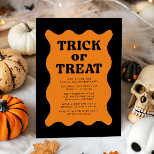 Retro Oranje Trick or Treat Halloween Feest Kaart