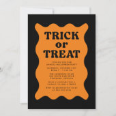 Retro Oranje Trick or treat Halloween Party Kaart (Voorkant)