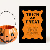 Retro Oranje Trick or treat Halloween Party Kaart