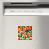 Retro Oranje Tulpen Magneet (Insitu (Vaatwasser))