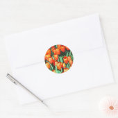 Retro Oranje Tulpen Ronde Sticker (Envelop)