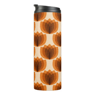 Retro oranje tulpenbloemen thermosbeker