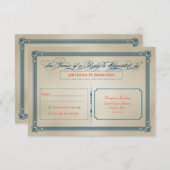 Retro Oranje, Turquoise & Blauw Doe-het-zelf Huwel RSVP Kaartje (Voorkant / Achterkant)