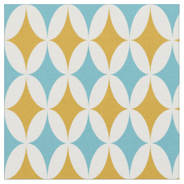 Retro Oranje Turquoise Blue Diamonds MidCentury Stof