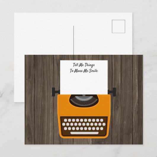 Retro Oranje typemachine Briefkaart (Voorkant / Achterkant)