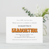 Retro  Oranje Typografie GraduPartij Kaart (Staand voorkant)