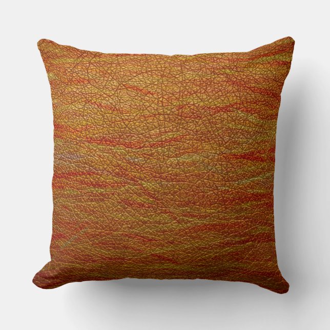 Retro Oranje uiterlijk leder Kussen (Voorkant)