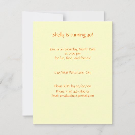 Retro Oranje uitnodiging (Achterkant)