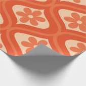 Retro Oranje ventilatorpatroon op middeleeuwse oge Cadeaupapier (Hoek)