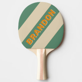 Retro Oranje Vette Strepen met Naam Tafeltennisbatje