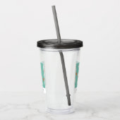 Retro Oranje vogels op afbeelding van vogelbomen Acryl Drinkbeker (Links)