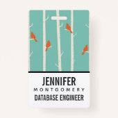 Retro Oranje vogels op afbeelding van vogelbomen Badge (Achterkant)