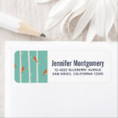 Retro Oranje vogels op afbeelding van vogelbomen Etiket (Insitu)