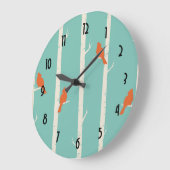 Retro Oranje vogels op afbeelding van vogelbomen Grote Klok (Hoek)