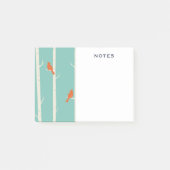 Retro Oranje vogels op afbeelding van vogelbomen Post-it® Notes (Voorkant)