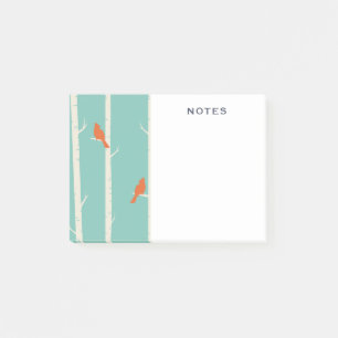 Retro Oranje vogels op afbeelding van vogelbomen Post-it® Notes