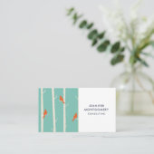 Retro Oranje vogels op afbeelding van vogelbomen Visitekaartje (Staand voorkant)