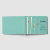 Retro Oranje Vogels op Berkenbomen Illustratie Gastenboek (Volledig)