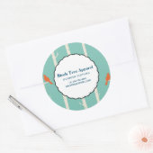 Retro Oranje vogels op Birch Trees Business Ronde Sticker (Envelop)