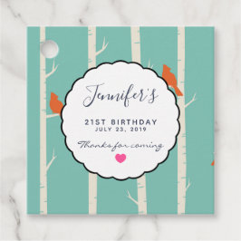 Retro Oranje vogels op vogelbomen Bedankt Bedankjes Labels