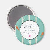 Retro Oranje vogels op vogelbomen Bedankt Magneet (Voorkant / Achterkant)