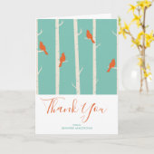 Retro Oranje vogels op vogelbomen Hartelijk dank Kaart (Gele Bloem)