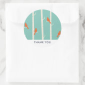 Retro Oranje vogels op vogelbomen Hartelijk dank Ronde Sticker (Tas)