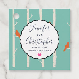 Retro Oranje vogels op vogelbomen Wedding Bedankt Bedankjes Labels