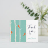 Retro Oranje vogels op vogelboom Dank je Briefkaart (Staand voorkant)