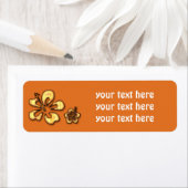 Retro Oranje Wooden Hibiscus Floral Adresetiketten Etiket (Insitu)