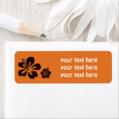 Retro Oranje Wooden Hibiscus Floral Adresetiketten Etiket (Insitu)