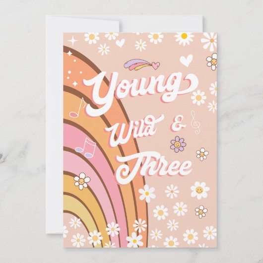 Retro Oranje Young Wild en drie 3e verjaardag Kaart (Achterkant)