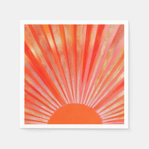 Retro Oranje Zonsondergang Illustratie Servet