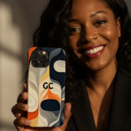 Retro Oranje Zwart en Grijs IPhone Hoesje