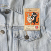 Retro Oranje Zwarte Kat Witte Konijn Banjo Kunst Button (Insitu)