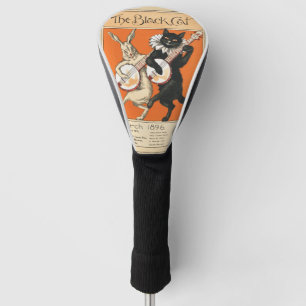 Retro Oranje Zwarte Kat Witte Konijn Banjo Kunst Golfheadcover