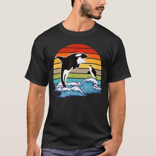 Retro Orca Killer Whale T-shirt (Voorkant)