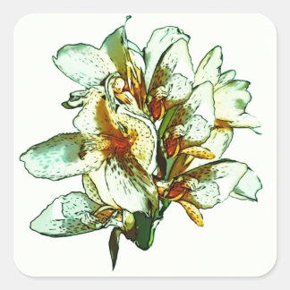 Retro orchideeën vierkante sticker