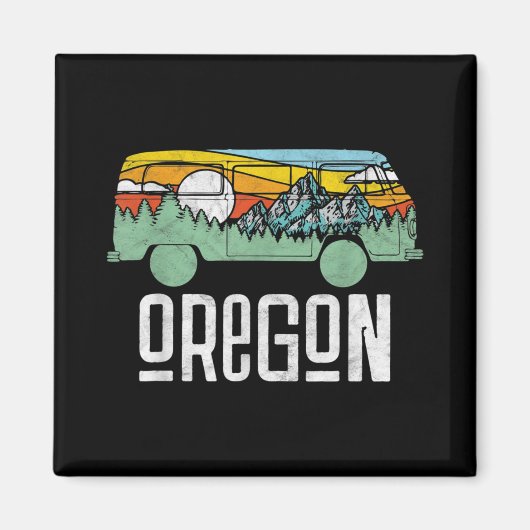Retro Oregon Outdoor Hippie Van Natuur Magneet (Voorkant)