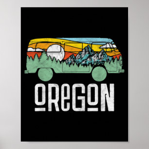 Retro Oregon Outdoor Hippie Van Natuur Poster