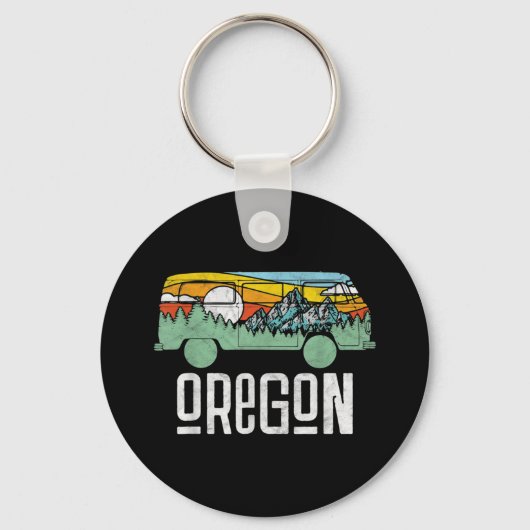Retro Oregon Outdoor Hippie Van Natuur Sleutelhanger (Voorkant)