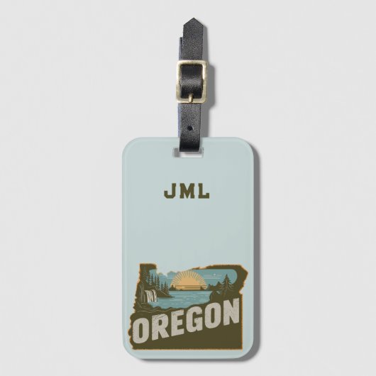 Retro Oregon silhouet monogram Bagagelabel (Voorkant (verticaal))