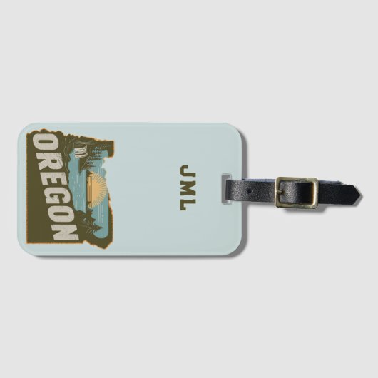 Retro Oregon silhouet monogram Bagagelabel (Voorkant (horizontaal))