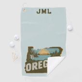 Retro Oregon silhouet monogram Golfhanddoek (Insitu)