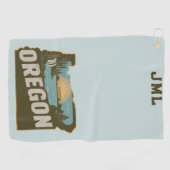 Retro Oregon silhouet monogram Golfhanddoek (Horizontaal)