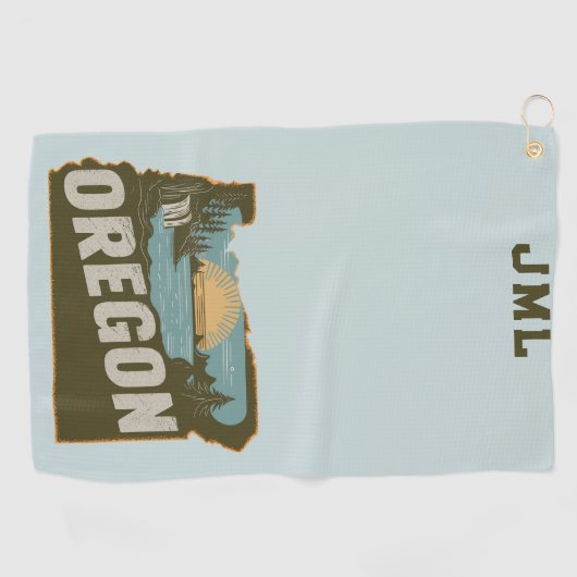Retro Oregon silhouet monogram Golfhanddoek (Horizontaal)