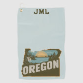 Retro Oregon silhouet monogram Golfhanddoek (Voorkant)