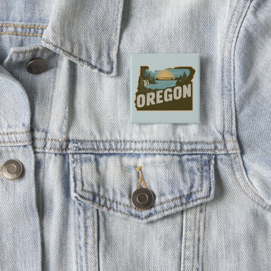 Retro Oregon Silhouette Pinback Button (In situ)