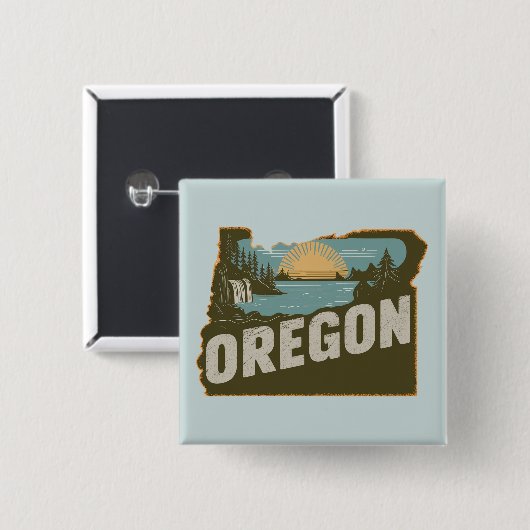 Retro Oregon Silhouette Pinback Button (Voorkant /achterkant)