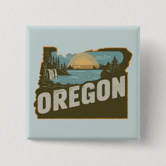 Retro Oregon Silhouette Pinback Button (Voorkant)